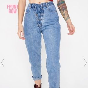 Lace up mom jeans